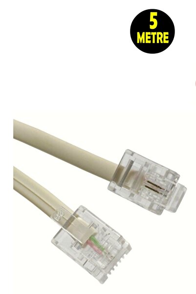 usin 5 Metre Modem Adsl Vdsl Ara Kablosu RJ11 Hat Bağlantı Telefon Kablosu