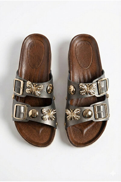 StWenn Sandale de zi cu zi anatomice cu talpă groasă, cu curea reglabilă cu cataramă dublă pentru femei