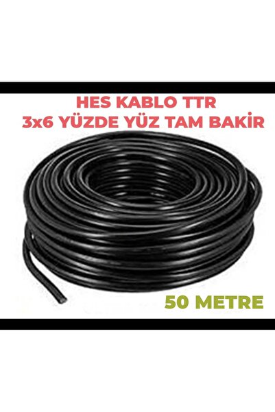 HES KABLO TTR YÜZDE YÜZ TAM BAKİR 3X6 (1-50 METRE ARASI) (3X6 TTR TAM BAKIR) ...