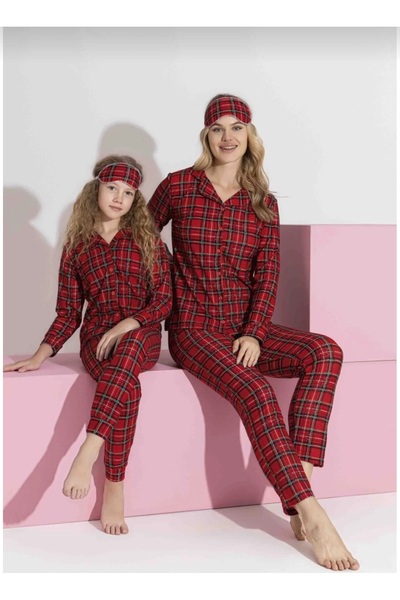 Tarık طقم بيجامة من جلد الغزال المزخرف للأم والابنة