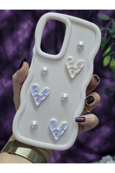 Magic Ring Oppo A16 / Oppo A55 Compatible Shiny Heart & Pearl Detailed Soft Stylish Phone Case