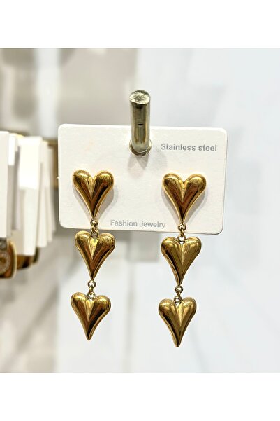 stainles steel أقراط قلب ذهبية متدلية من الفولاذ