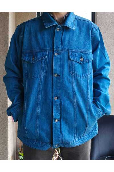AKTEZ-EL Plus Size Men's Denim Coat Cotton Denim Coat