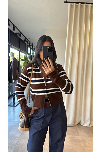 Cistern İstanbul Γυναικεία πλεκτή ζακέτα με διπλό φερμουάρ