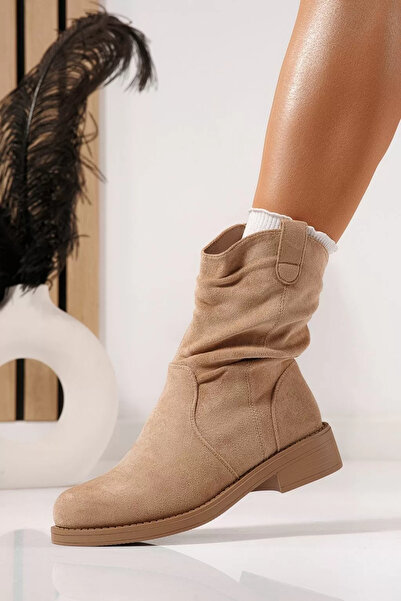 Zaira Women's fur-lined khaki boots made of eco-leather suede Lumi #23090 - 40