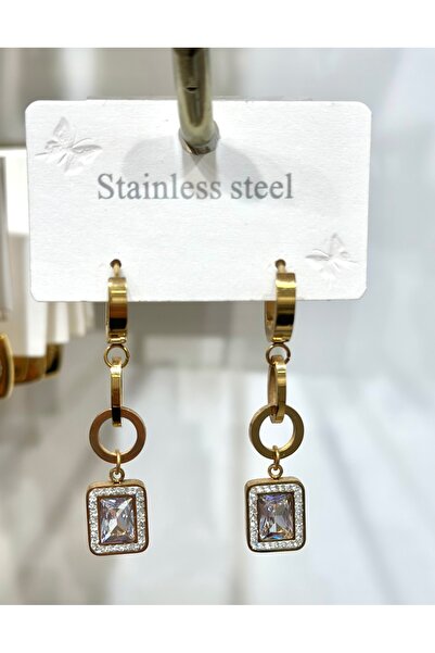 stainles steel أقراط حجرية مفردة متدلية من الفولاذ