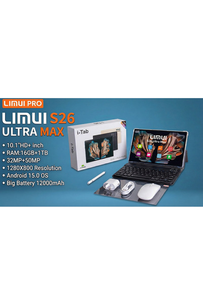 OEM LIMUI PRO i Tab S26 ULTRA 10.1” 1TB FULL HD / ANDROİD 15 / 12000 mAh