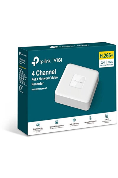 TP-LINK NVR VIGI NVR1104H-4P, 4 channels, PoE+ support, H.265+ video compression, ONVIF compatible, control