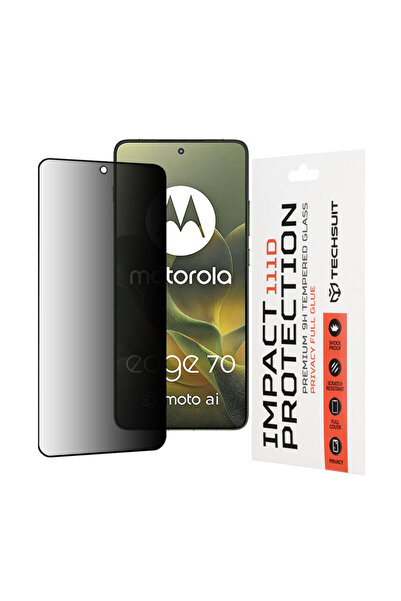 Techsuit Motorola Edge 70 111D Privacy Full Glue Tempered Glass, black