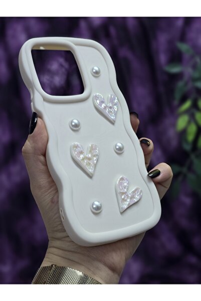 Magic Ring Xiaomi Redmi 12 Compatible Shiny Heart & Pearl Detailed Soft Stylish Phone Case