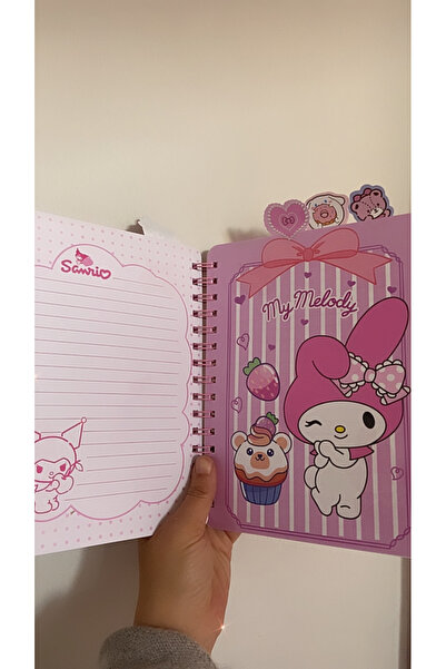 synshop Kuromi My Melody Striped Bookmark Spiral Notebook School Office Stationery Necessities Luxury Gift