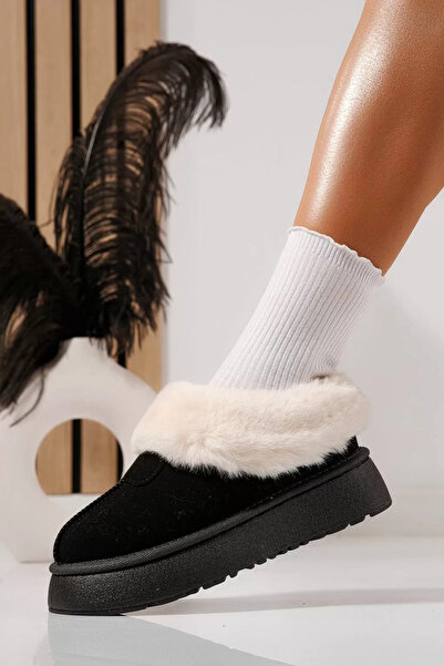 Zaira Ghete dama îmblănite tip Ug negre din piele ecologica intoarsa Antonia ...