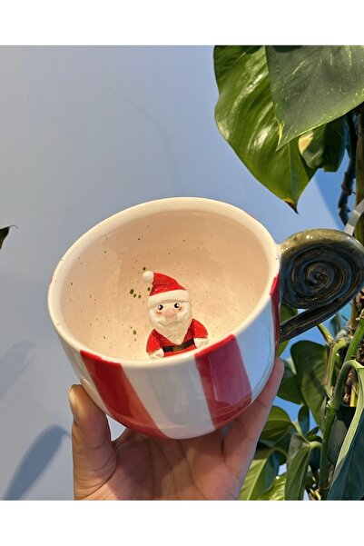 visera Christmas Mug with Santa Claus Figure and Red Stripes