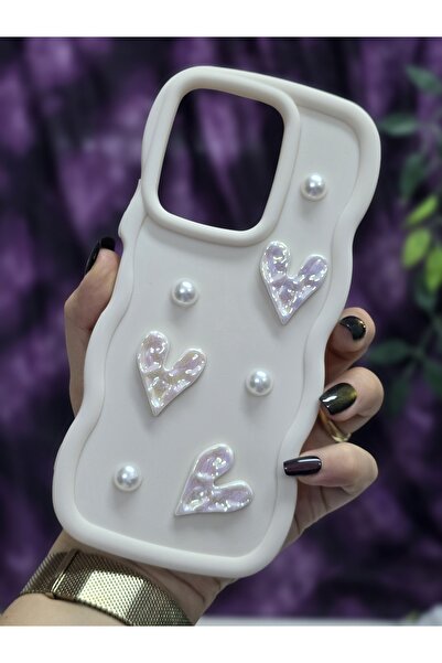 Magic Ring Xiaomi Redmi 13 Compatible Shiny Heart & Pearl Detailed Soft Stylish Phone Case