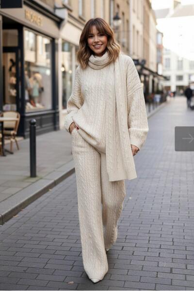 Mossta Σετ 3 τεμαχίων με πλεκτά παντελόνια με απαλή υφή