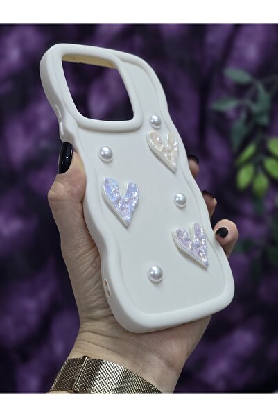 Magic Ring Realme C63 and Realme C61 Compatible Shiny Heart & Pearl Detailed Soft Stylish Phone Case