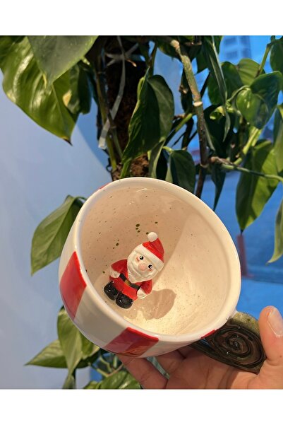 visera Christmas Mug with Santa Claus Figure and Red Stripes