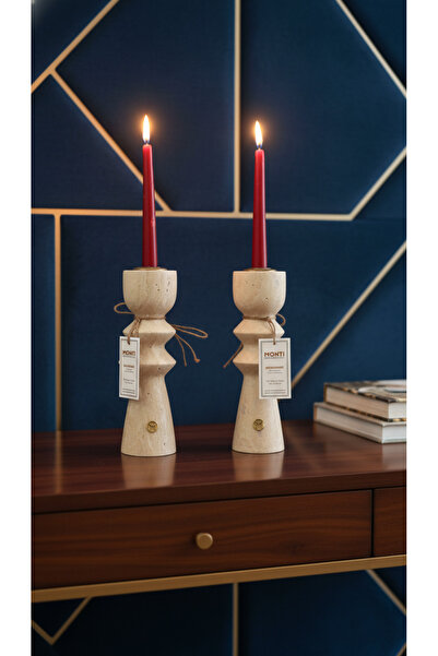 Montdekor EL YAPIMI MERMER TAŞLI BRONZ MUMLUK (8x8x25 cm. 1 ADET)