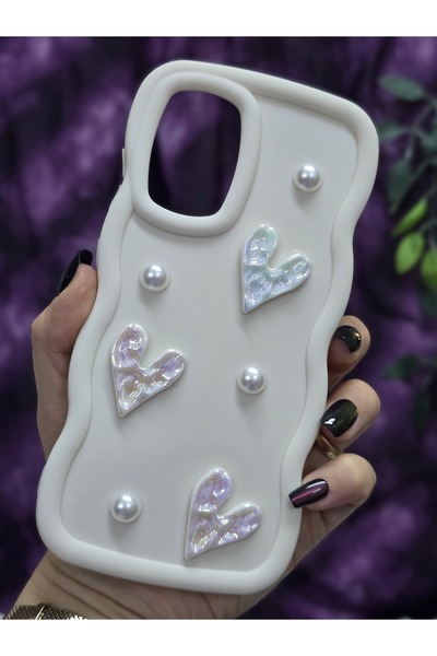 Magic Ring Samsung Galaxy A52 Compatible Shiny Heart & Pearl Detailed Soft Stylish Phone Case