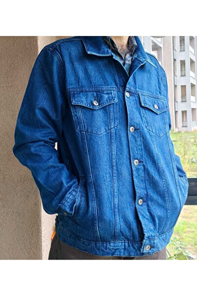 AKTEZ-EL Plus Size Men's Denim Coat Cotton Denim Coat