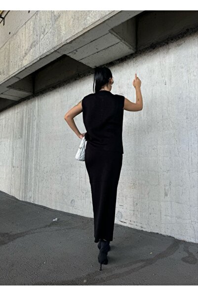 Cistern İstanbul Women's Button Detailed Knitwear Skirt Suit