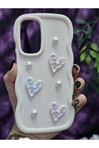 Magic Ring Samsung Galaxy A17 Compatible Shiny Heart & Pearl Detailed Soft Stylish Phone Case