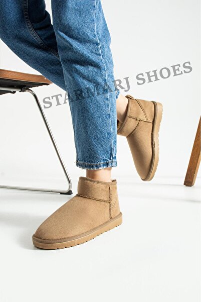 starmarj Kadın Vizon Ultra Mini İnce Taban içi kürklü BOT