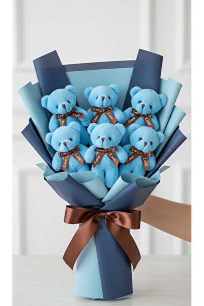 Antalya Kent ekipmanları Peluş Oyuncak Ayıcık Çiçek Buketi Mavi