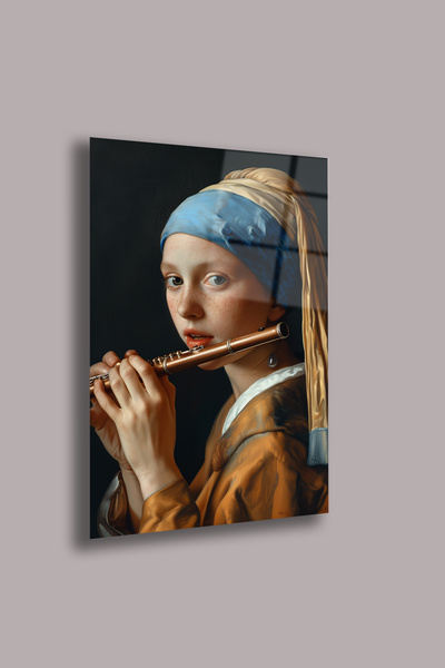 gxe.art Класическа флейта момиче 4 мм стъклен панел – артистична UV печатна д...