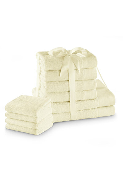Amelia Home Set of 10 bath towels, 100% cotton, 450 g/m2, Amari, 2x70x140 cm, 4x50x100 cm, 4x30x50 cm, ecru