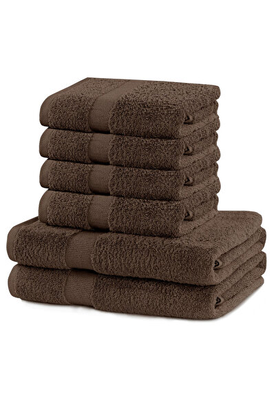 Deco King Set of 6 bath towels, 100% cotton, 525 g/m2, Marina, 2x70x140 cm, 4x50x100 cm, brown