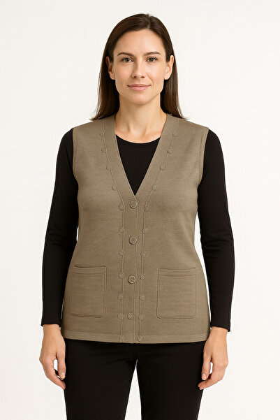 Mutlu City Γυναικείο γιλέκο πλεκτό με σφιχτό πλέγμα για Μεσήλικες και Ηλικιωμένες 1140