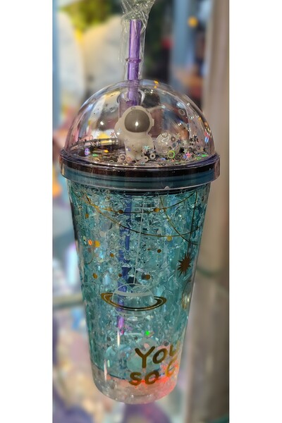 ada çanta kırtasiye Illuminated Model Fancy Lid Plastic Cup with Straw 470ml Ad63626