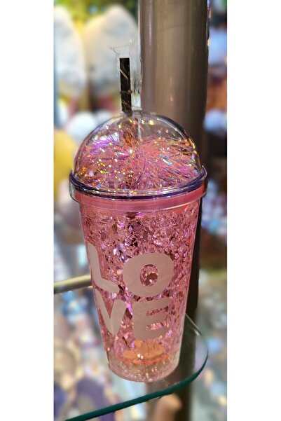 ada çanta kırtasiye Illuminated Model Fancy Lid Plastic Cup with Straw 470ml Ad63626