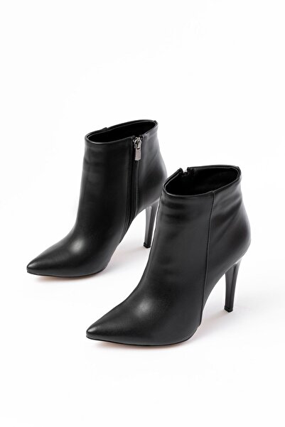 Zerenyus Zri̇n-4802 Premium Black High Thin Heeled Zippered Women's Boots