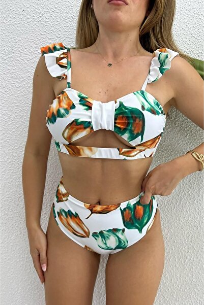 Bikini Mayokini Dünyası Aloha High Waist Bikini - Blue-White