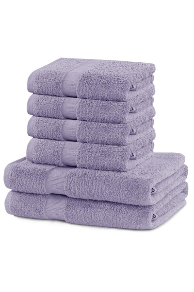 Deco King Set of 6 bath towels, 100% cotton, 525 g/m2, Marina, 2x70x140 cm, 4x50x100 cm, lilac