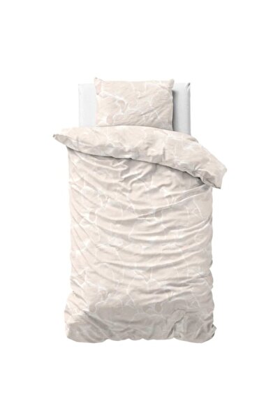 Sleeptime Pure Ginkgo Whisper Bedding Set Sand/Gray 140x200/220, 100% Cotton