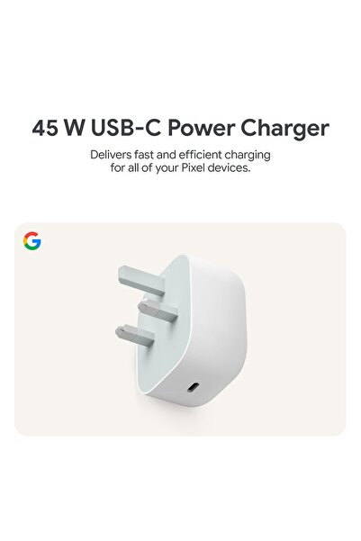 Google 45W USB C Power Charger 3 Pin - Fast-Charging Pixel Phone Charger Compatible with Prod