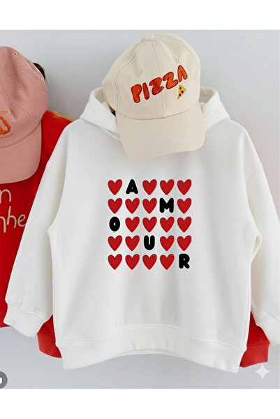 LORVEX قصة فضفاضة سويت شيرت بناتي – أمور ريد هارتس مطبوع