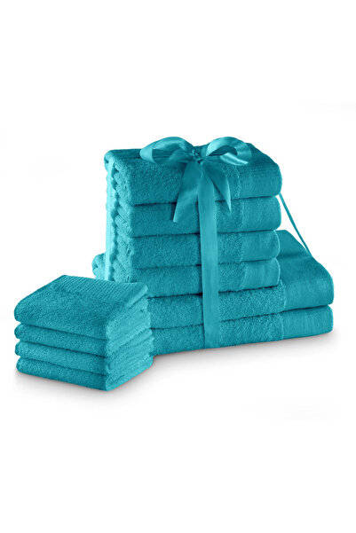 Amelia Home Set of 10 bath towels, 100% cotton, 450 g/m2, Amari, 2x70x140 cm, 4x50x100 cm, 4x30x50 cm, turquoise