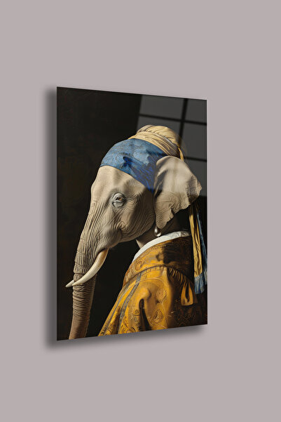 gxe.art Pictură pe sticlă Warrior Elephant de 4 mm – Imprimare digitală UV An...