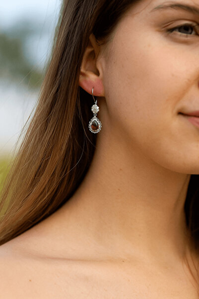 Dara Silver Gümüş Yakut Taşlı Damla Otantik Sallantılı Küpe