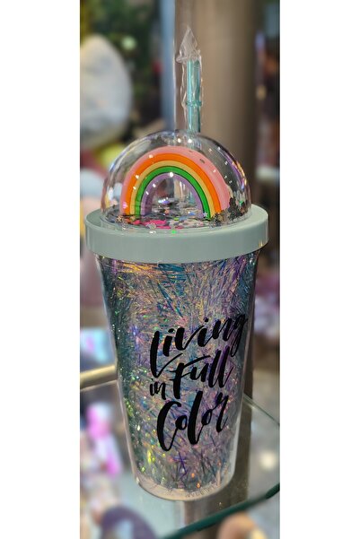 ada çanta kırtasiye Illuminated Model Fancy Lid Plastic Cup with Straw 470ml Ad63626