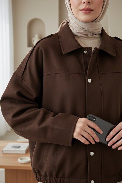 Modamorfo Women's Brown Oversized Suede Jacket 1055