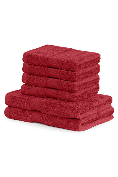 Deco King Set of 6 cotton bath towels, Bamby, 425 g/m2, 2x70x140 cm, 4x50x100 cm, red