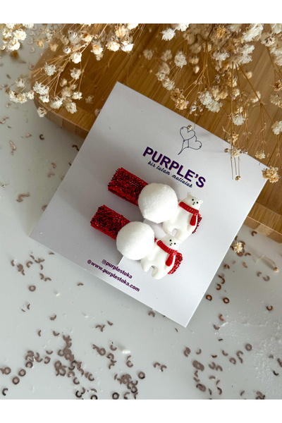 PURPLE'S BİR TUTAM MUTLULUK مشبك رأس بتصميم الدب القطبي لعيد الميلاد / مشبك ل...