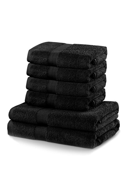Deco King Set of 6 bath towels, 100% cotton, 525 g/m2, Marina, 2x70x140 cm, 4x50x100 cm, black