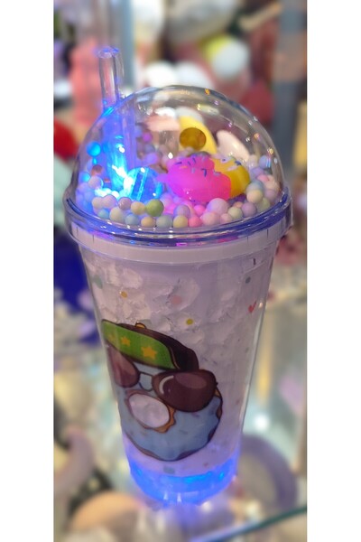 ada çanta kırtasiye Illuminated Model Fancy Lid Plastic Cup with Straw 470ml Ad63626