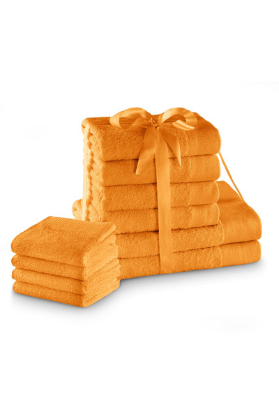 Amelia Home Set of 10 bath towels, 450 g/m2, Amari, 2x70x140 cm, 4x50x100 cm, 4x30x50 cm, orange